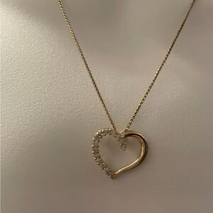 Bridge Diamond Heart Gold Necklace 1/2 CCTW AA 6/7 14KGOSS NEW with Box